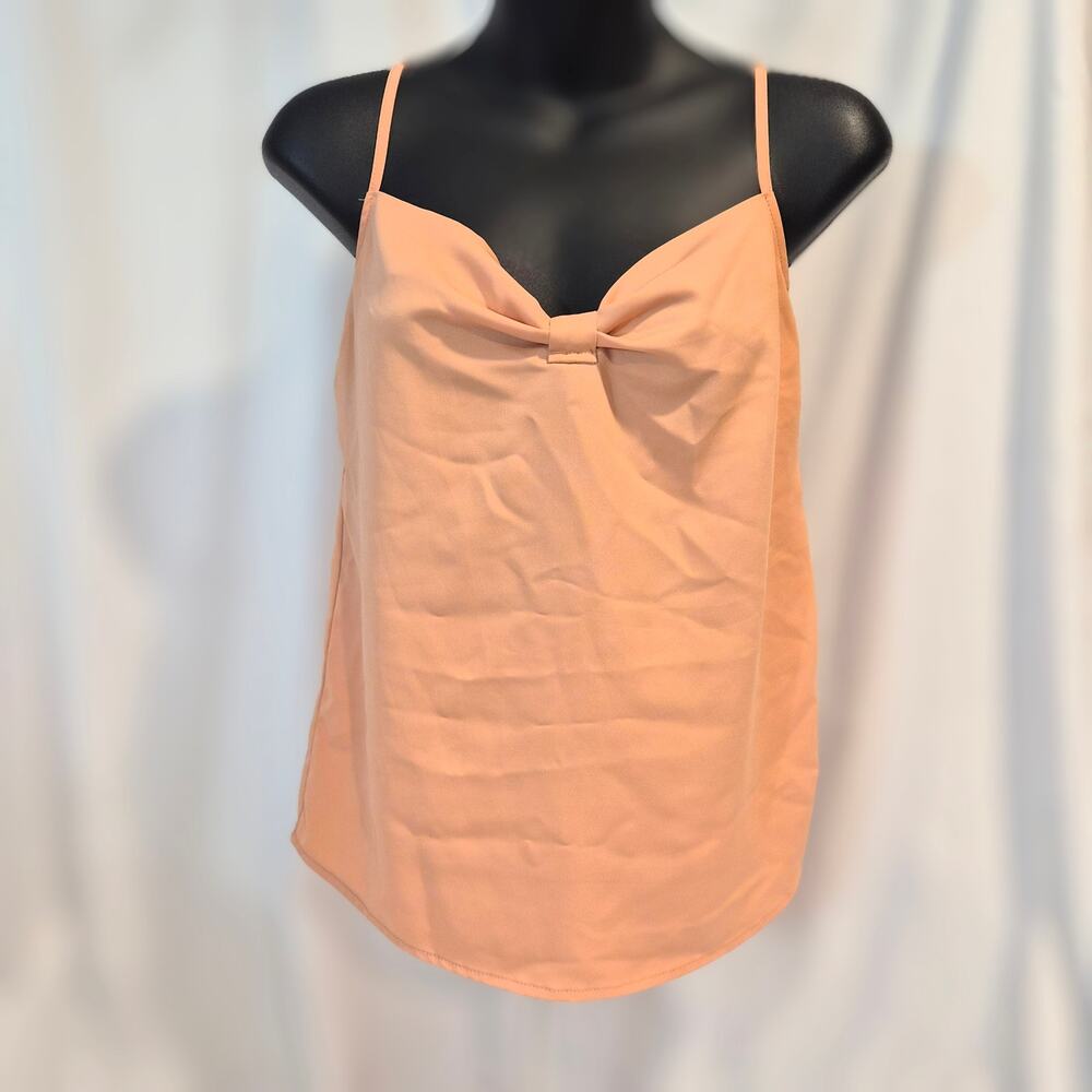 Lulu's Peach Bow-Detail Spaghetti Strap Tank